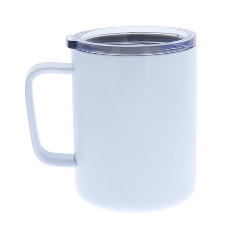White Stainless Steel Sublimation Coffee Mug with Lid-10oz.